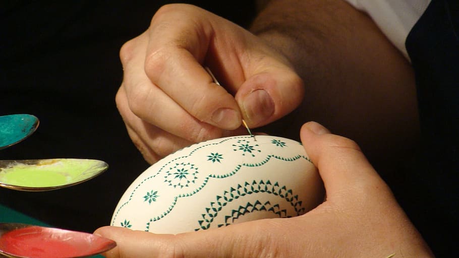 easter, arts crafts, sorbian, easter egg, painted, human hand HD wallpaper
