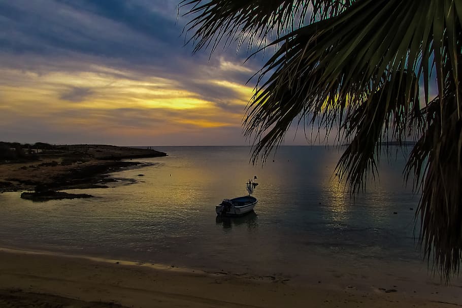Sunset, Beach, Horizon, Clouds, sky, evening, dusk, autumn HD wallpaper