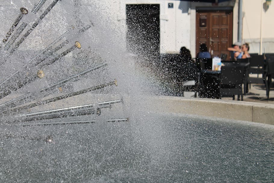 fountain, water, rainbow, spray, bubble, water feature, sparkling HD wallpaper