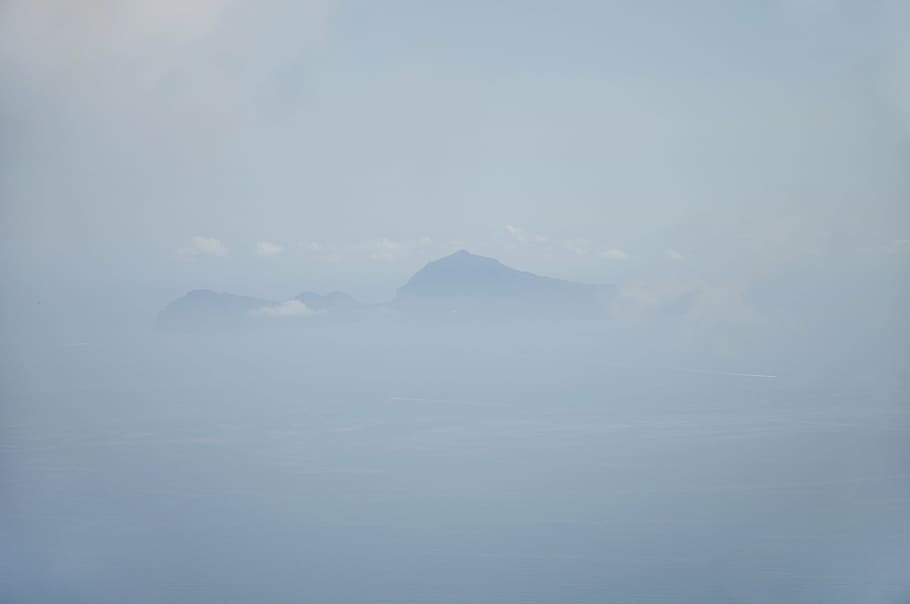 fog, mountain, italy, vesuvius, naples, landscape, clouds, sky, HD wallpaper