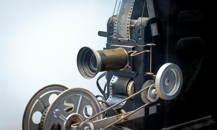 photo of vintage black camera with film, 35mm, projector, antique, HD wallpaper