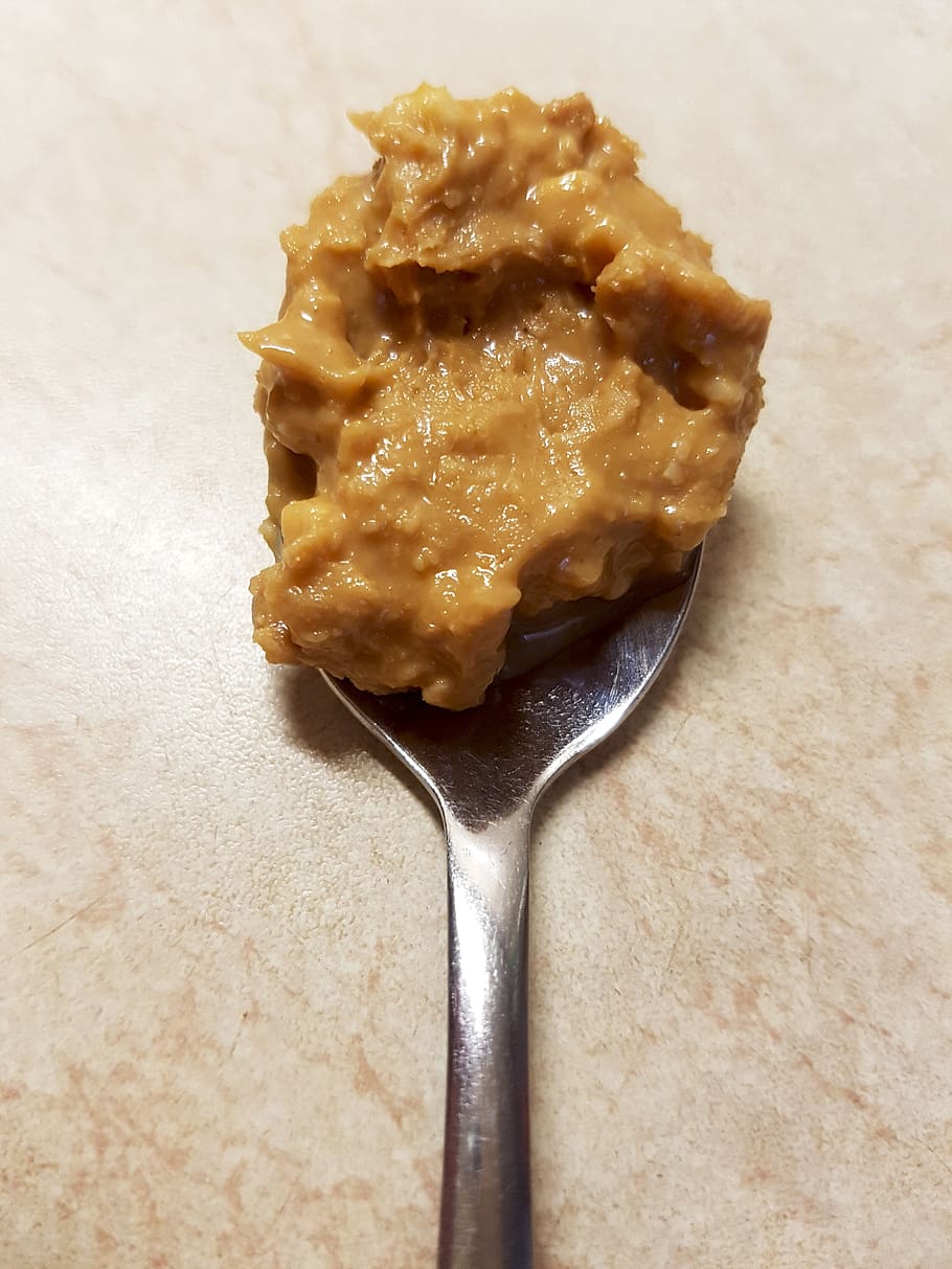 peanut, butter, spoon, spread, smooth, snack, food, baking HD wallpaper
