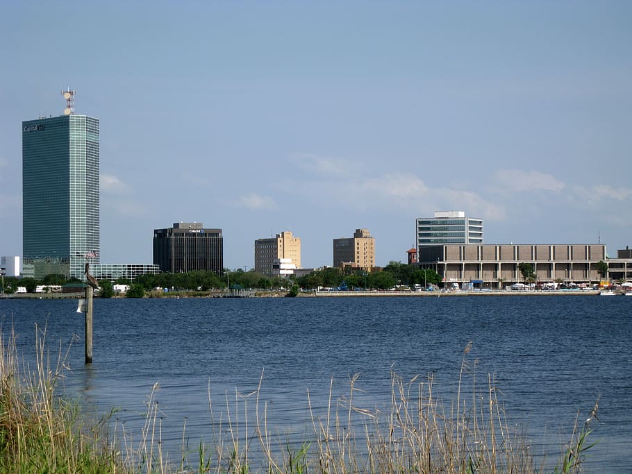 HD wallpaper: Downtown Lake Charles, with Capital One Tower to the left ...