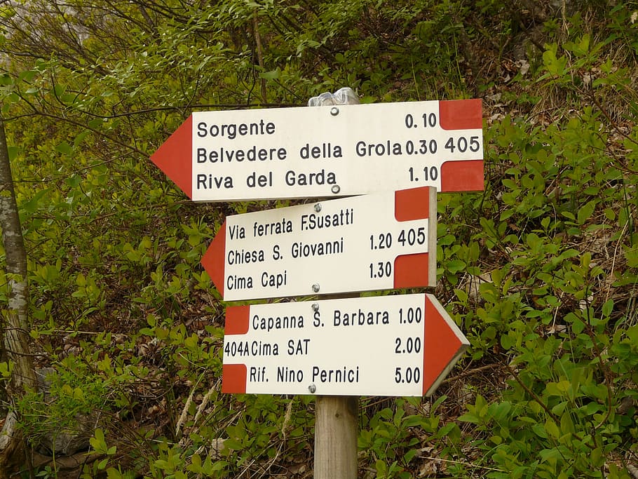 signs, signposts, directory, keeps, via ferrata, garda, direction HD wallpaper