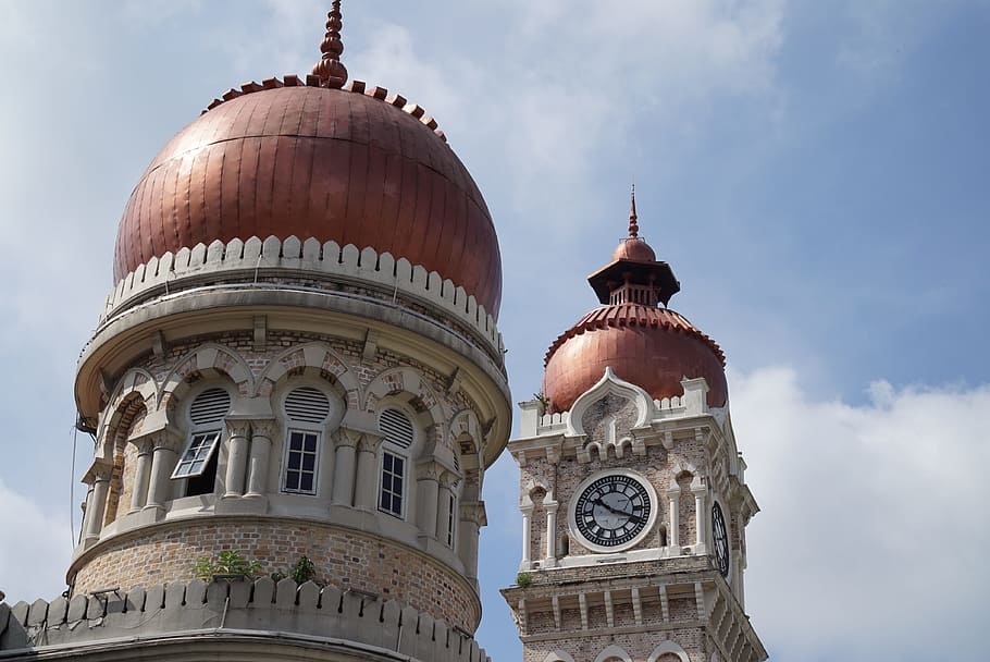 sultan abdul samad building, clock tower, historical, kuala lumpur, HD wallpaper