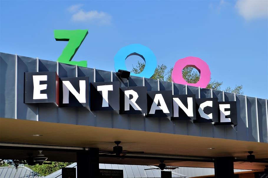 herman park zoo, entrance, houston, texas, logo, awning, white