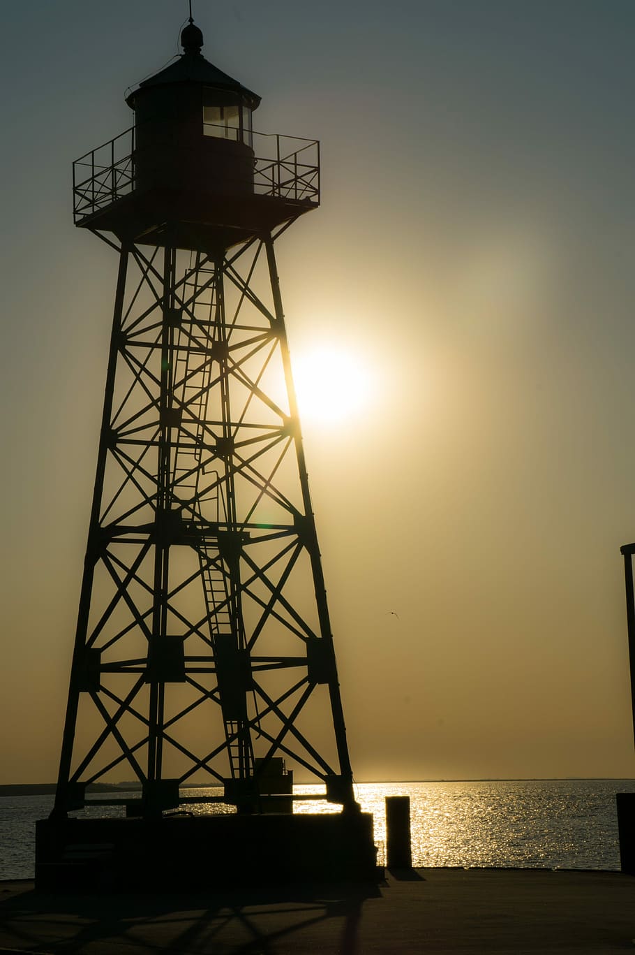 Lighthouse, Sea, Port, silhouette, tower, built structure, building exterior HD wallpaper
