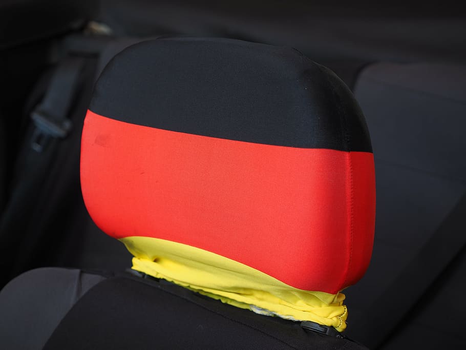 headrest, auto, coating, germany colors, flag, black, red, gold HD wallpaper