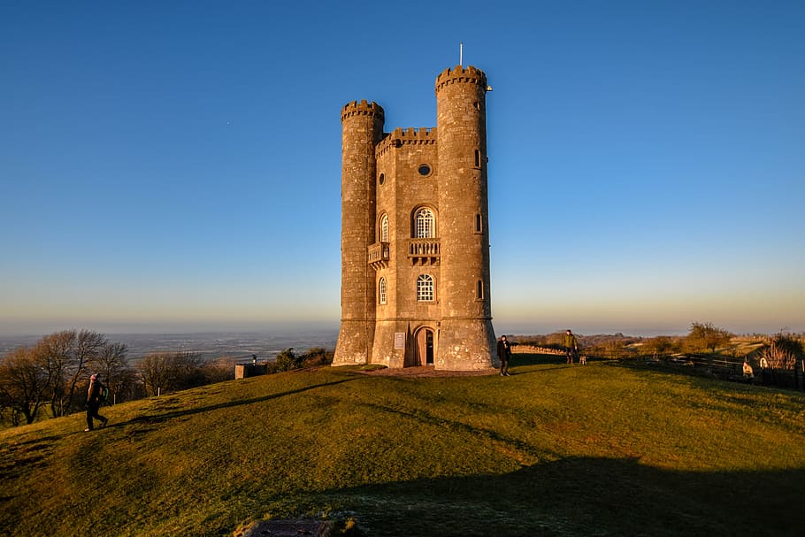 broadway tower, england, sunset, views are in evening, sky, HD wallpaper