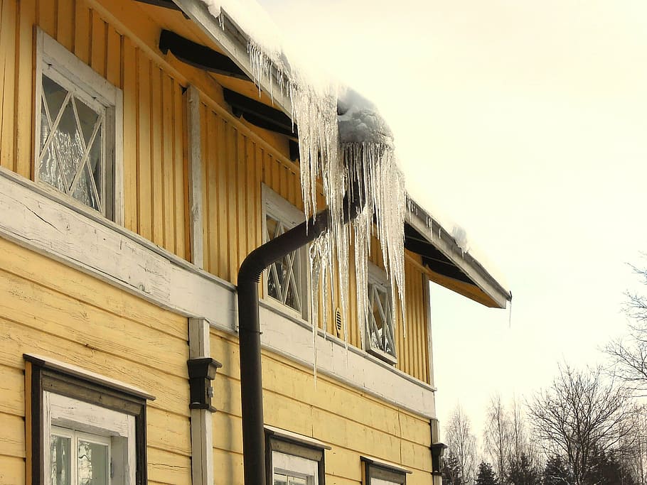 icicles, ice, house, winter, snow, frost, water, tohmajärvi HD wallpaper