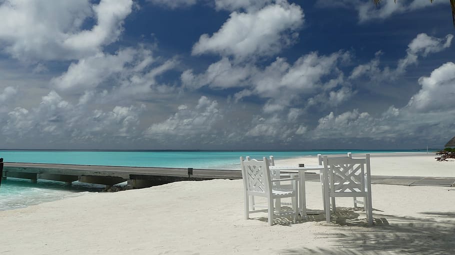 sky, horizontal, cloud, travel, beach, sea, water, land, sand HD wallpaper