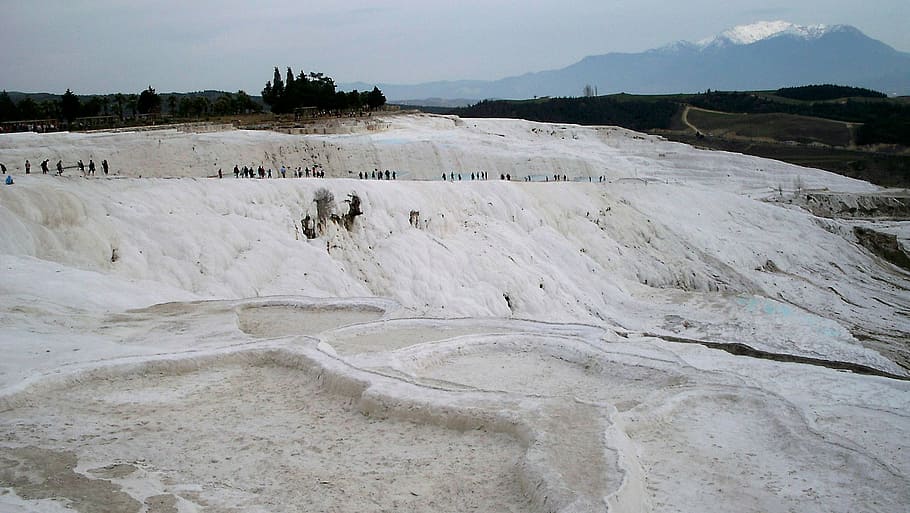 pamukale, turkey, lime, white, travertine, rock, holiday, landscape HD wallpaper