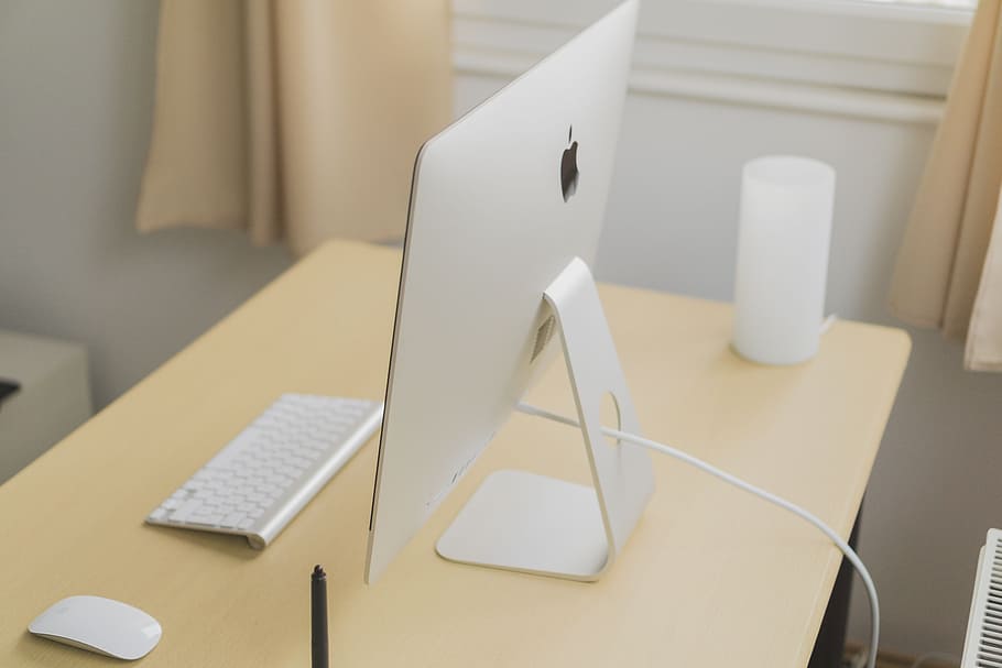 table, office, work, white, apple, keyboard, mouse, technology