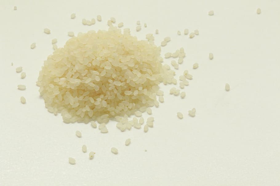 rice grains on white surface, usd, rice milling, rookie, koshihikari rice, HD wallpaper