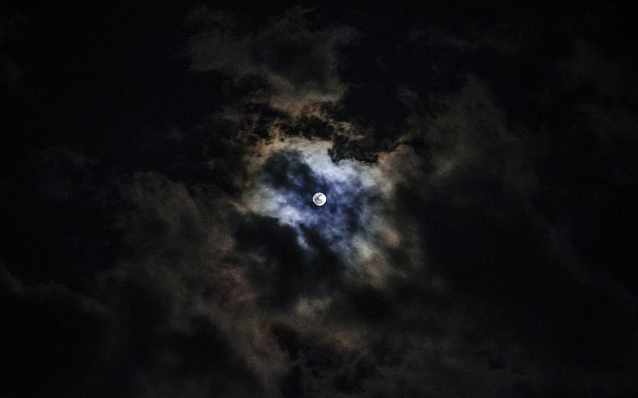 full moon, nature, landscape, clouds, sky, dark, night, cloud - Sky HD wallpaper