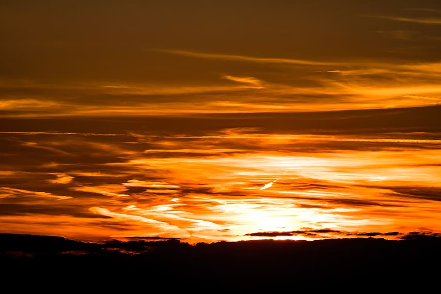 setting sun, sunset, evening sky, abendstimmung, dusk, afterglow HD wallpaper