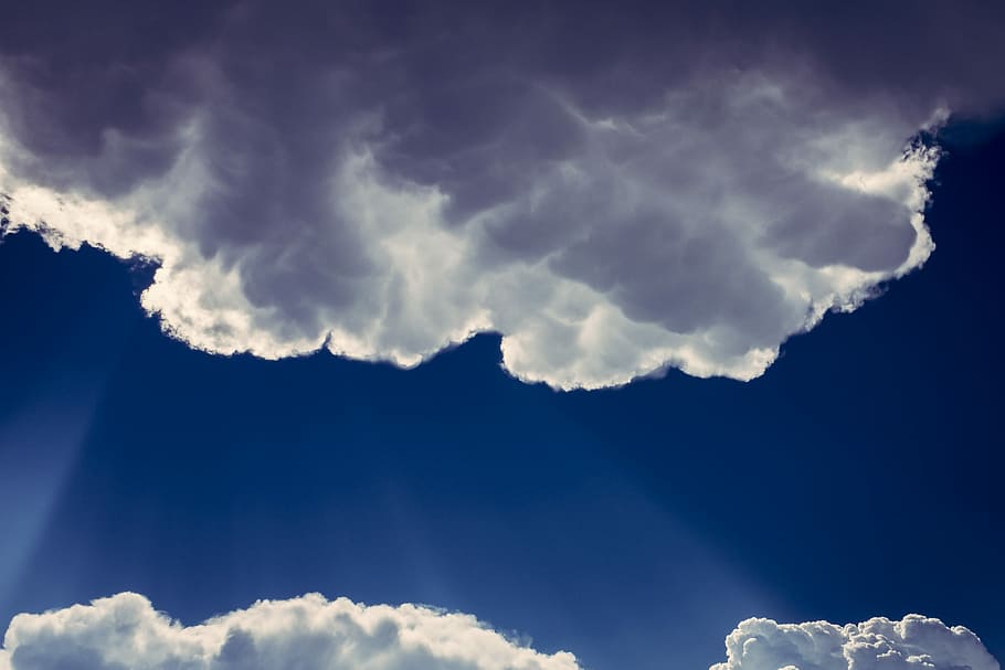 white cloud under blue sky photography, close-up photo of white clouds and blue sky HD wallpaper