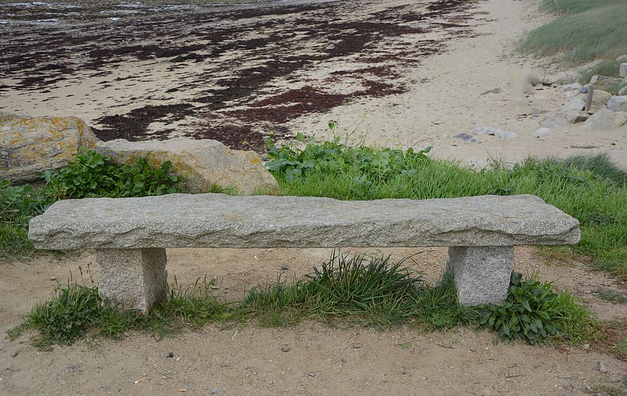 bench, public bench, outside, pierre, relax, sitting, relaxation HD wallpaper