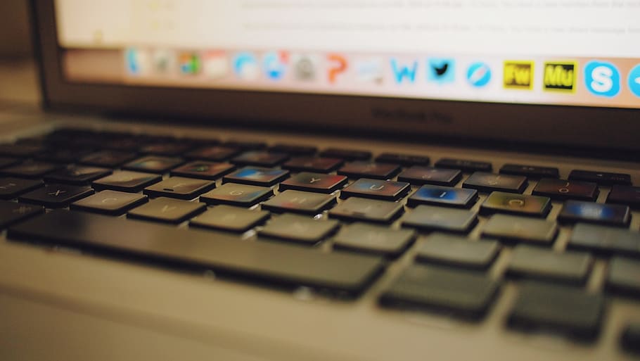 macbook, laptop, computer, keyboard, technology, business, close-up HD wallpaper