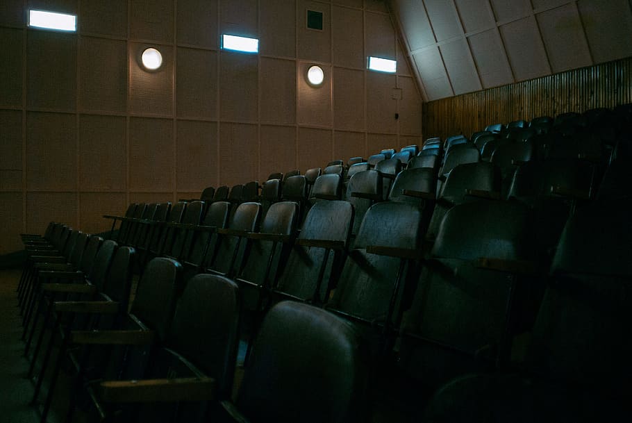 Old cinema, arts and Entertainment, chair, seat, indoors, auditorium, HD wallpaper