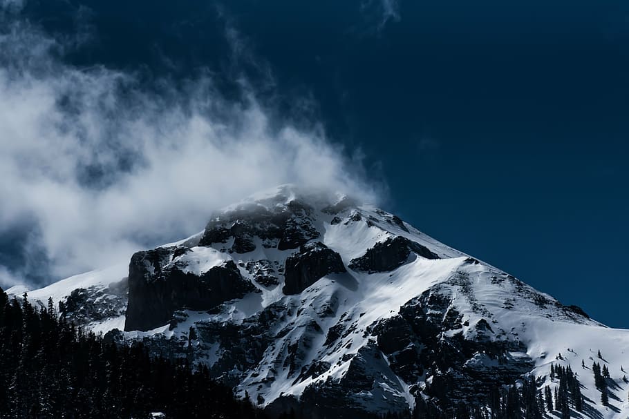 white and brown mountain, climb, cold, daylight, fog, glacier, HD wallpaper
