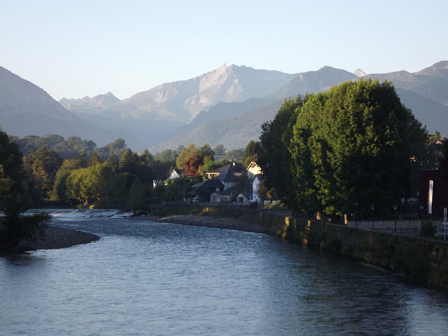 mountain, river, nature, tree, water, sky, plant, scenics - nature HD wallpaper
