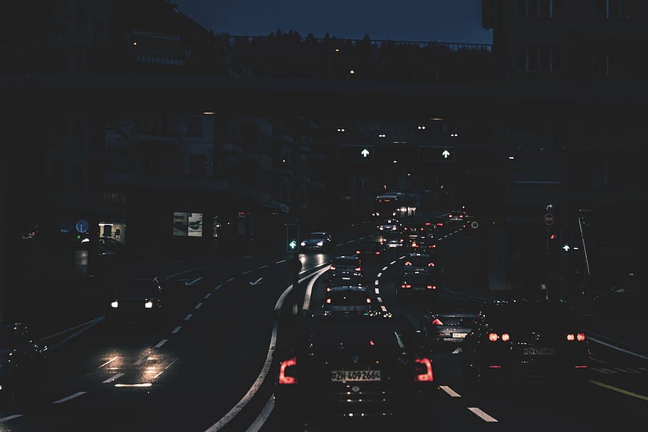 architecture, building, infrastructure, city, lights, dark HD wallpaper