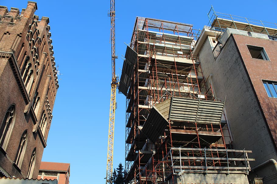 restructuring, building, buildings, scaffolding, crane, palaces HD wallpaper