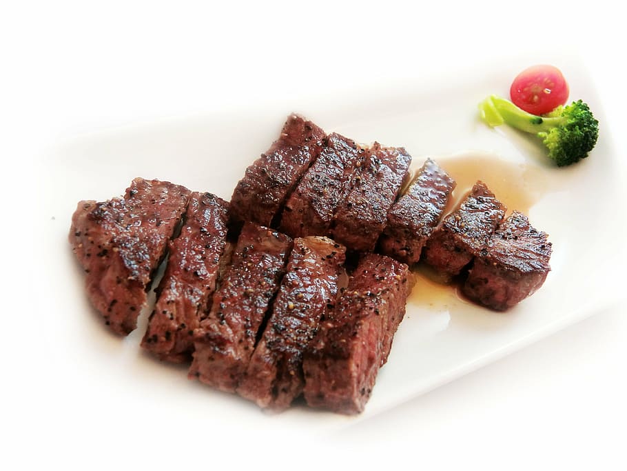 plate of grilled meat, beef ribs, steak, wine duck breast, care, HD wallpaper