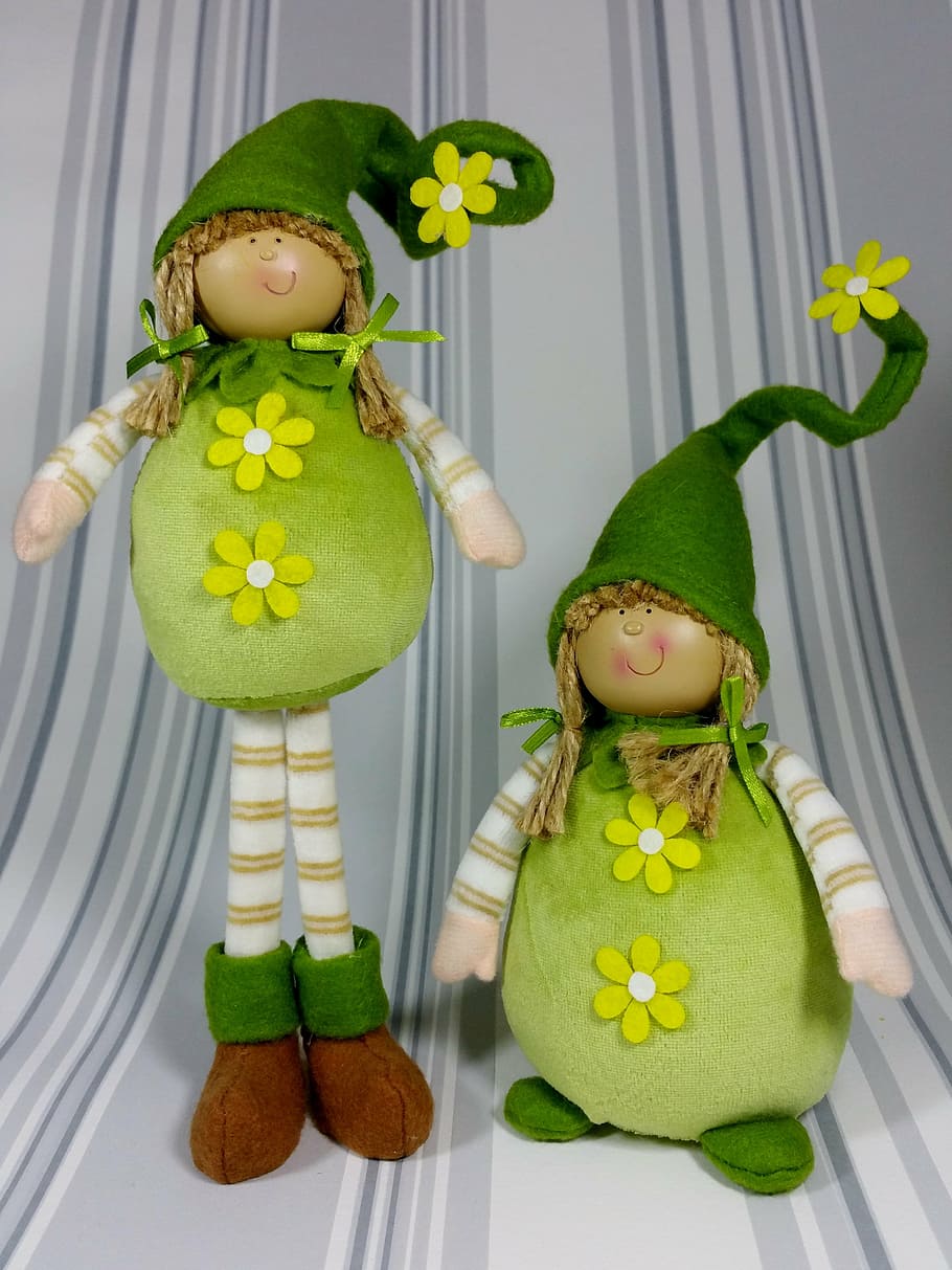 imp, green, spring, funny, cute, celebration, decoration, childhood HD wallpaper