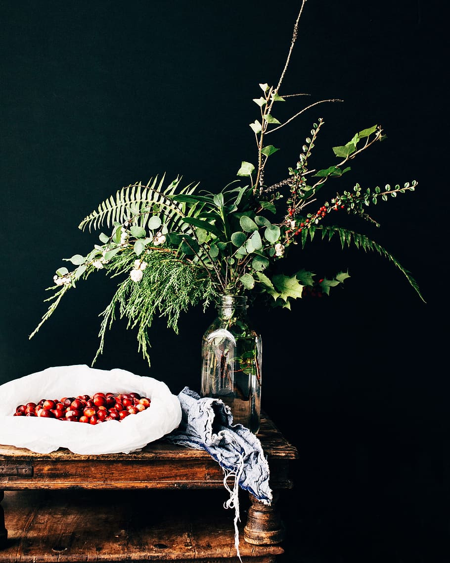 coffee, bean, table, cloth, jar, glass, plants, leaves, food and drink HD wallpaper