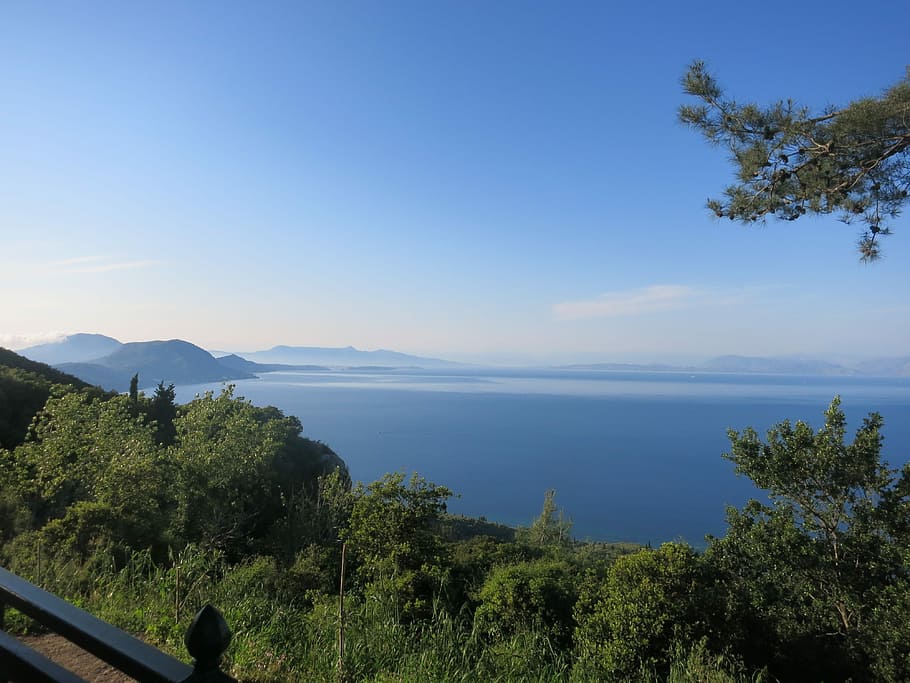 Corfu, Greece, Blue, Sky, tree, scenics, nature, landscape HD wallpaper