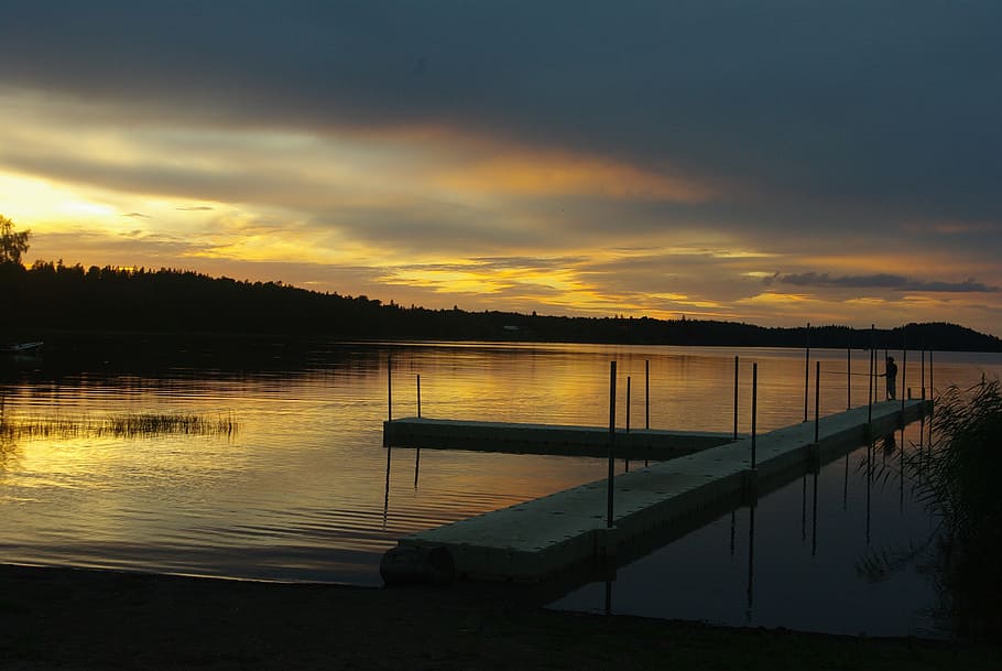 sweden, sunset, landscape, water, sky, tranquility, tranquil scene HD wallpaper