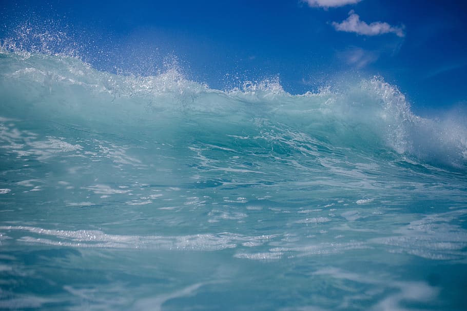 sea, ocean, water, waves, nature, blue, sky, motion, sport HD wallpaper