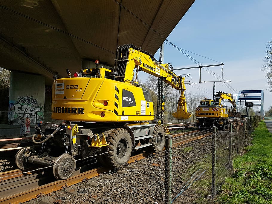 Track Construction Machine, Train, seemed, rail traffic, railway tracks HD wallpaper