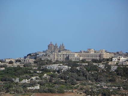 outlook, view, malta, mdina, church, village, city, architecture HD wallpaper