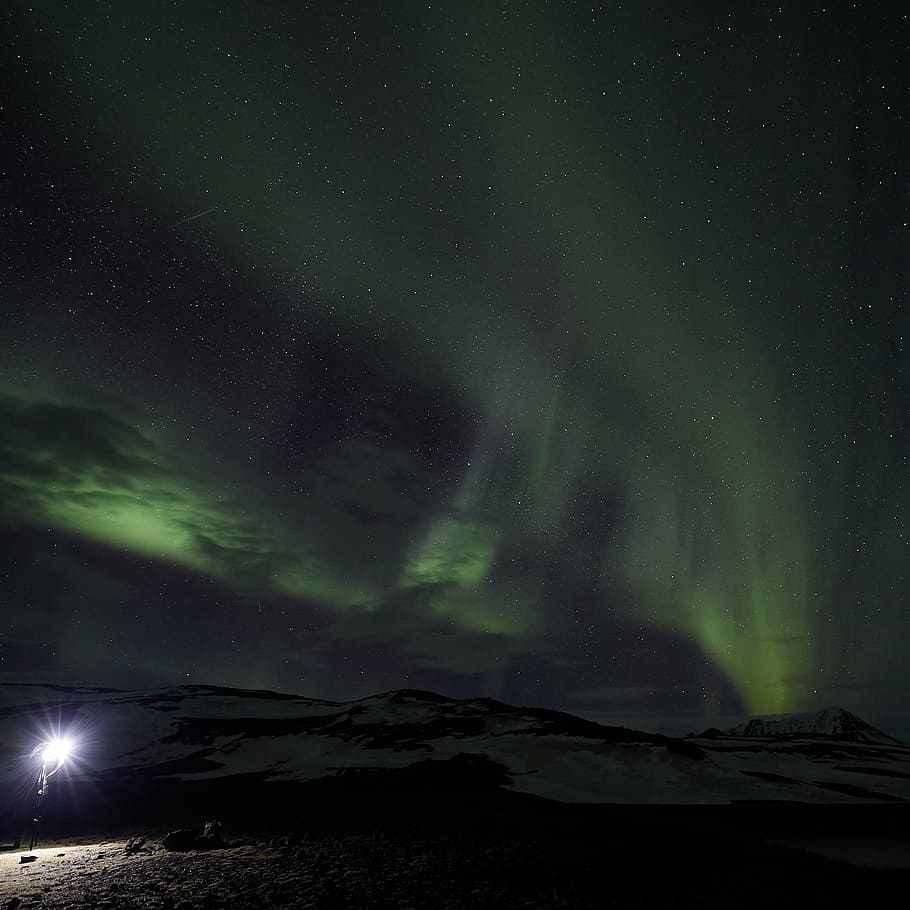 aurora borealis, green lights during night, star, landscape, sky HD wallpaper