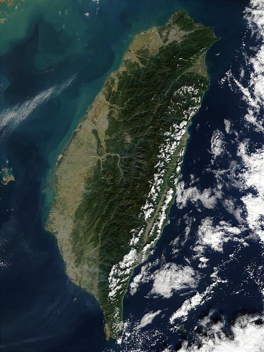 Satellite Image of Taiwan, photo, geography, island, public domain