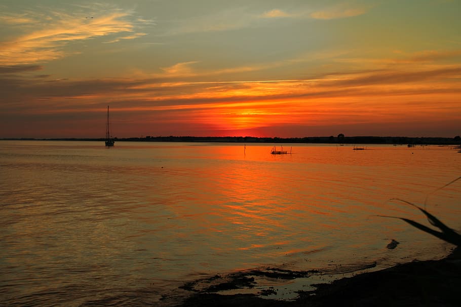 sunset, air, setting sun, colorful sunset, horizon, evening sun HD wallpaper
