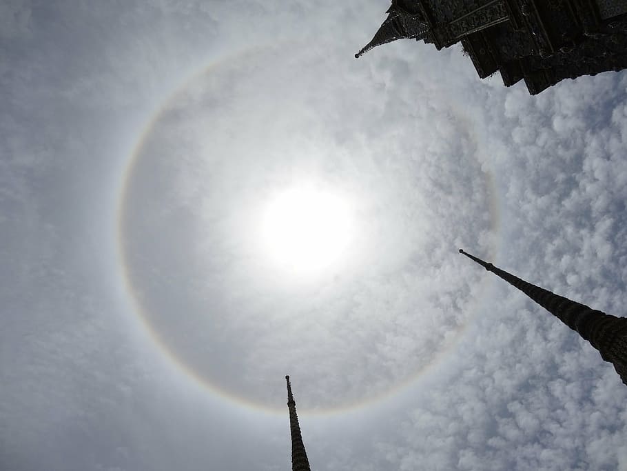 sky, circle, thailand, clouds, sun, low angle view, cloud - sky HD wallpaper