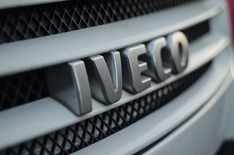 Iveco emblem on vehicle grille, Machine, Radiator, Car, Logo