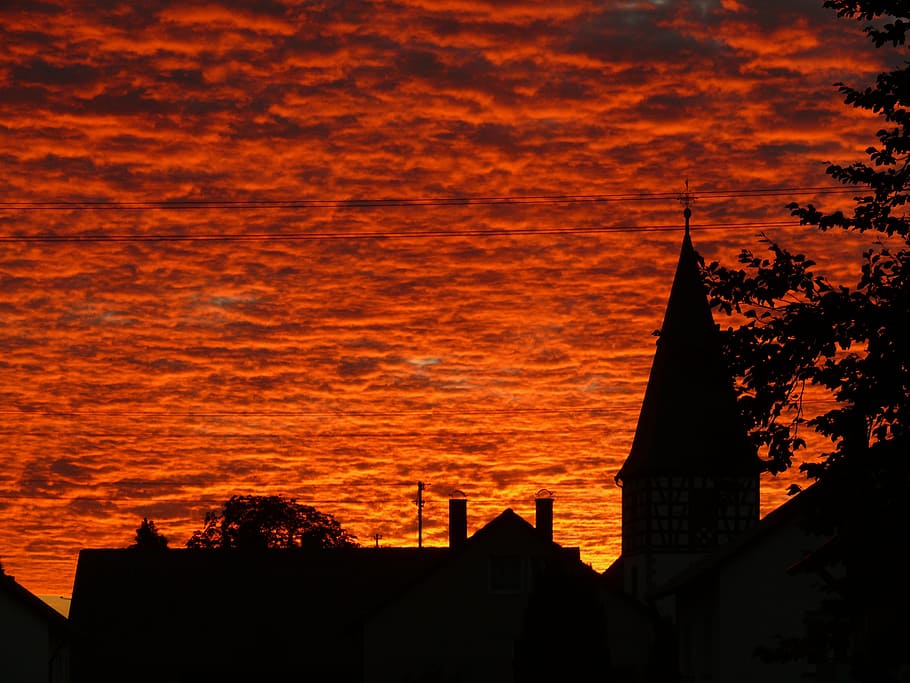 sunset, clouds, sky, evening sky, abendstimmung, romantic, afterglow HD wallpaper
