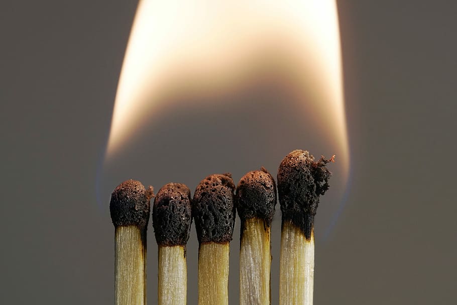 lighted match sticks, flare-up, smoke, burn, brand, fire, flame HD wallpaper