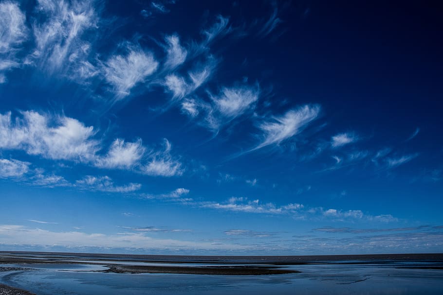 clouds, blue, river, argentina, sunset, nature, landscape, space HD wallpaper