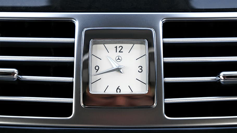 mercedes, interior, clock, car, display, luxury, design, automotive HD wallpaper