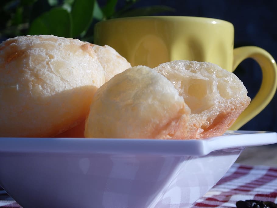 cheese bread, snack, breakfast, basket, mug, food and drink HD wallpaper