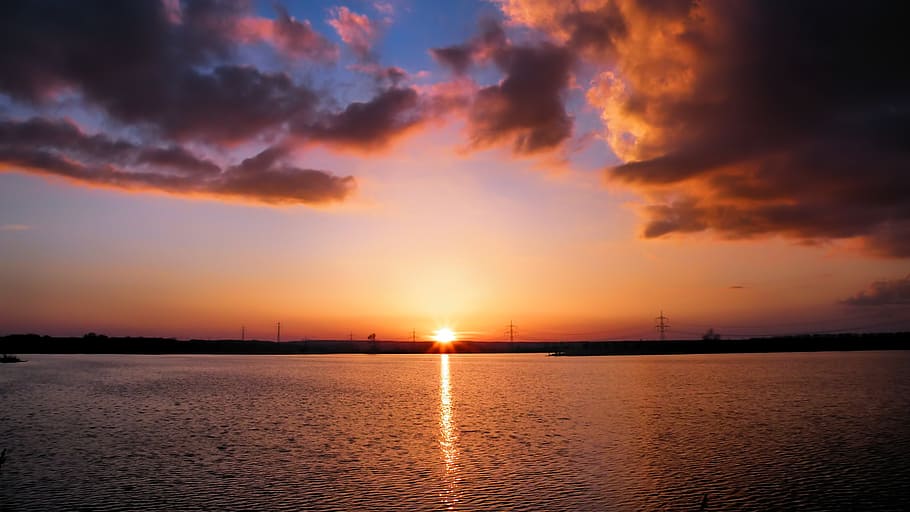 landscape, sunset, twilight, nature, sky, evening sky, clouds HD wallpaper