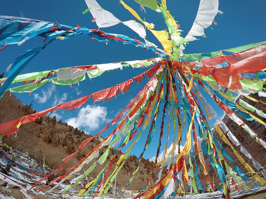 Prayer Flags, Baita, Scenery, the scenery, no people, multi colored HD wallpaper