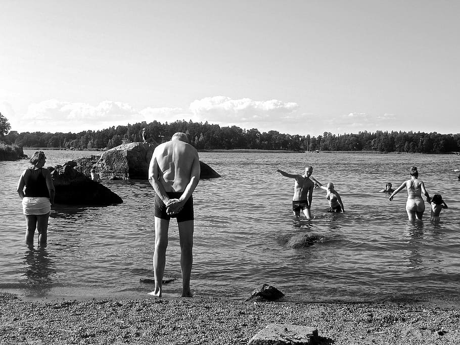 the archipelago, beach, vaxholm, summer, sweden, water, real people, HD wallpaper