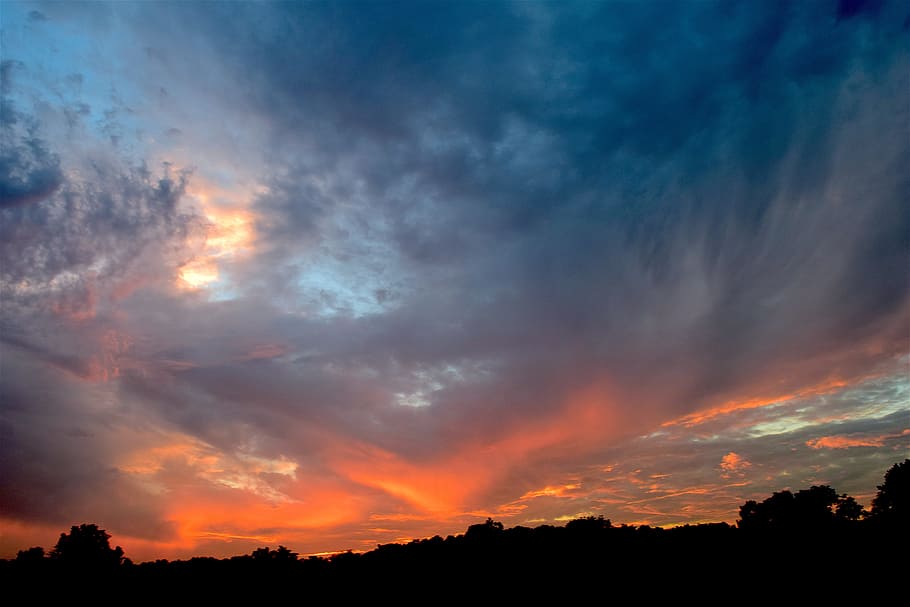 sunset, clouds, landscape, dramatic, colors, sky, sunlight HD wallpaper